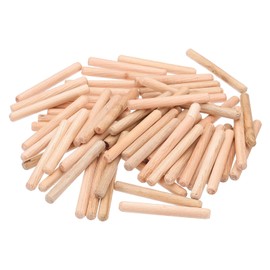 PATIKIL 1/4 Wooden Dowel Pins, 212 Pcs M6x50mm Wood Dowel Pins Hardwood Pegs Fluted Groove Easy Insertion for Crafts Furniture Door Art