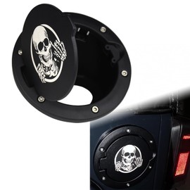 SINLIRU JK Gas Cap Skull Gas Tank Door Fuel Door Gas Cap Cover for Wrangler JK 2007-2017
