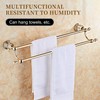 Golden Double Towel Rack,Adjustable Towel Holder Gold Crystal Bathroom Towel