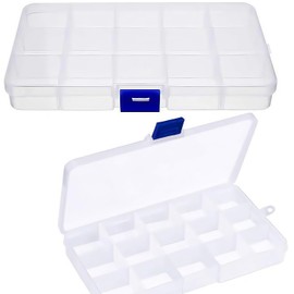 2PCS Organiser Box, Small Craft Storage Boxes with Compartments, Clear Plastic storage Earring Storage Containers Jewellery box Screw Box with Adjustable Dividers for Small Items Tools Travel