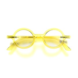 LONDON MOLE Eyewear | Moley Reading Glasses | Round Glasses | Cool Readers | Stylish Reading Glasses | Men's Women's Unisex | Spring Hinges | Transparent Yellow | + 1.5 magnification