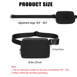 ZMD Mini Fanny Pack Black Belt Bag for Women and Men, Crossbody Mini Bag Fanny Pack Belt Bag with Adjustable Strap Fashion Running Waist Packs for Traveling, Hiking, Jogging, Cycling, Black, Casual