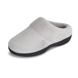 Isotoner Women's Classic Clog Slippers with Memory Foam Comfort and Non-Slip Stability, Light Grey, 9.5-10