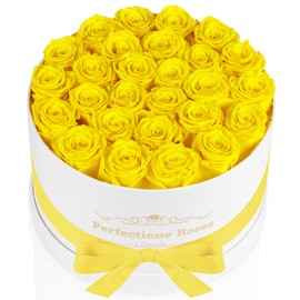 Perfectione Roses 27 Roses in a Box, Mothers Day Rose, Preserved Flowers for Her, Flowers for Delivery Birthday Gifts for Women (Yellow)