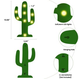 Ganrami - Decoración de cactus verde, decoración de fiesta mexicana, luz nocturna de cactus con pilas para niños, decoración occidental, decoración de habitación de niños, decoración de fiesta de fiesta, decoraciones de fiesta de Cinco de Mayo