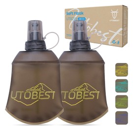 UTOBEST 150ml Soft Flask, 2 Pack Flexible TPU Hydration Water Bottle, Collapsible with 28mm Caliber for Running, Hiking, Cycling, Climbing, and Marathon Yellow
