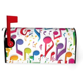 NEZIH Colorful Music Notes 1 Print Mailbox Cover Spring Magnetic Wraps Mailbox Post Box Cover Outdoor Yard Garden Decor, Black