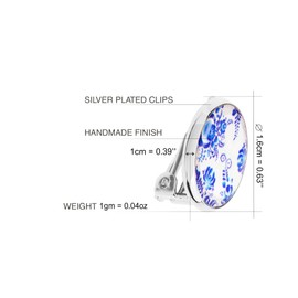 Elegant Small Round Clip Earrings - Clip On Earrings Without Pierced Earrings Birthday Gifts Love for Women (Light Blue Silver)