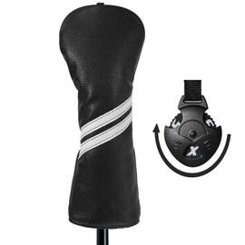 Hybrid Headcover - PU Leather Golf Hybrid Head Covers for Golf Clubs with Interchangeable No. Tag - Black