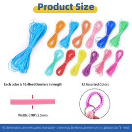 Glarks 52pcs Lanyard String Kit, Bright and Glitter Colour Plastic String Cords with 40pcs Key Chain Lanyard Accessories for Key Chain Bracelets
