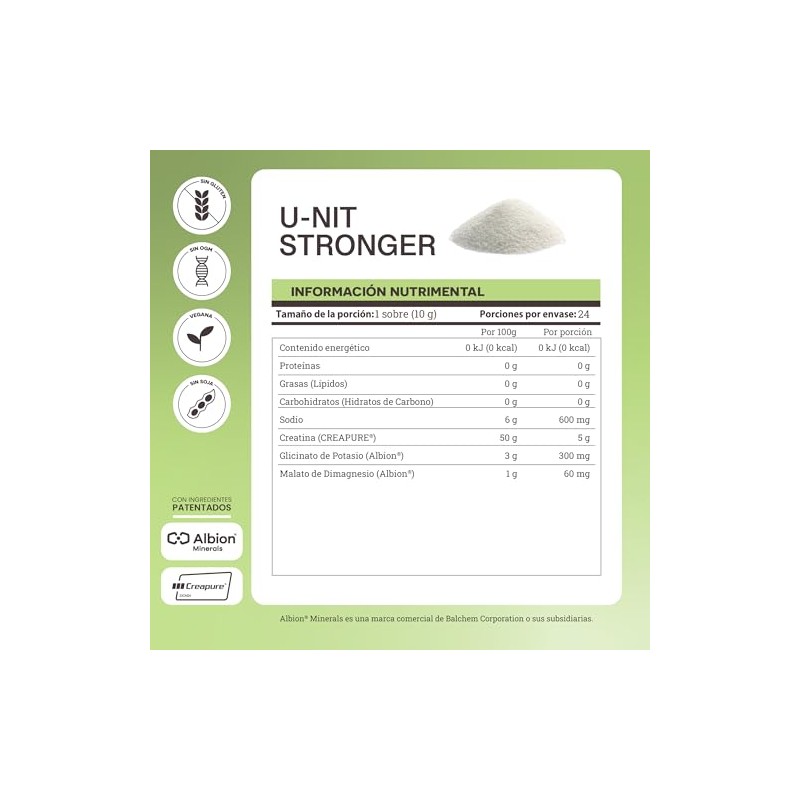 Matter U-nit Stronger, Electrolitos Sin Azucar Premium con Creatina Creapure®,