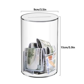 Clear Money Box See Through Smash Money Box, Acrylic Piggy Bank for Kids Adults Clear Saving Jar that can’t be opened(5.9" H x 3.54" D)