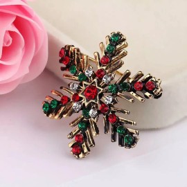 ZARD Christmas Snowflake Pin Brooch Multi-Color Crystal Accents Holiday Jewelry