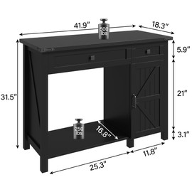 kepptory 40 Gallon Fish Tank Stand with Power Outlets, Farmhouse Decorative Aquarium Stand Furniture with Adjustable Shelves and Drawer, Reptile Turtle Tank Stand with Cabinet Storage (Black, 30-40GL)