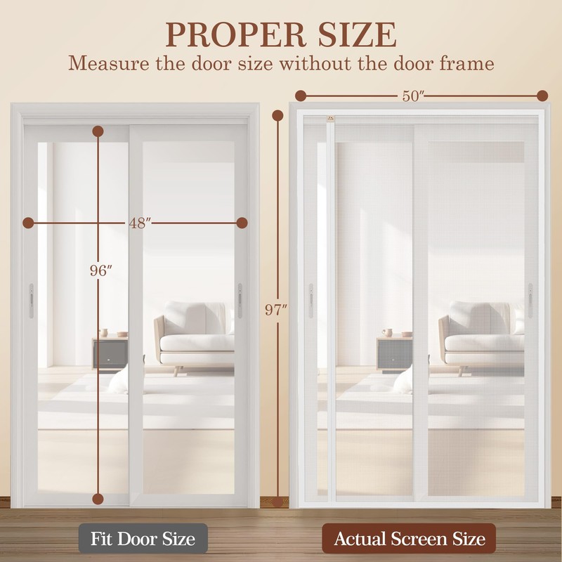 Yotache Reversible Left/Right Opening Magnetic Screen Door Fits 48 x