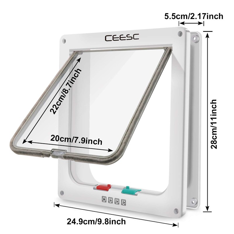 CEESC Extra Large Cat Door (Outer Size 11"x9.8"), Weatherproof, White,