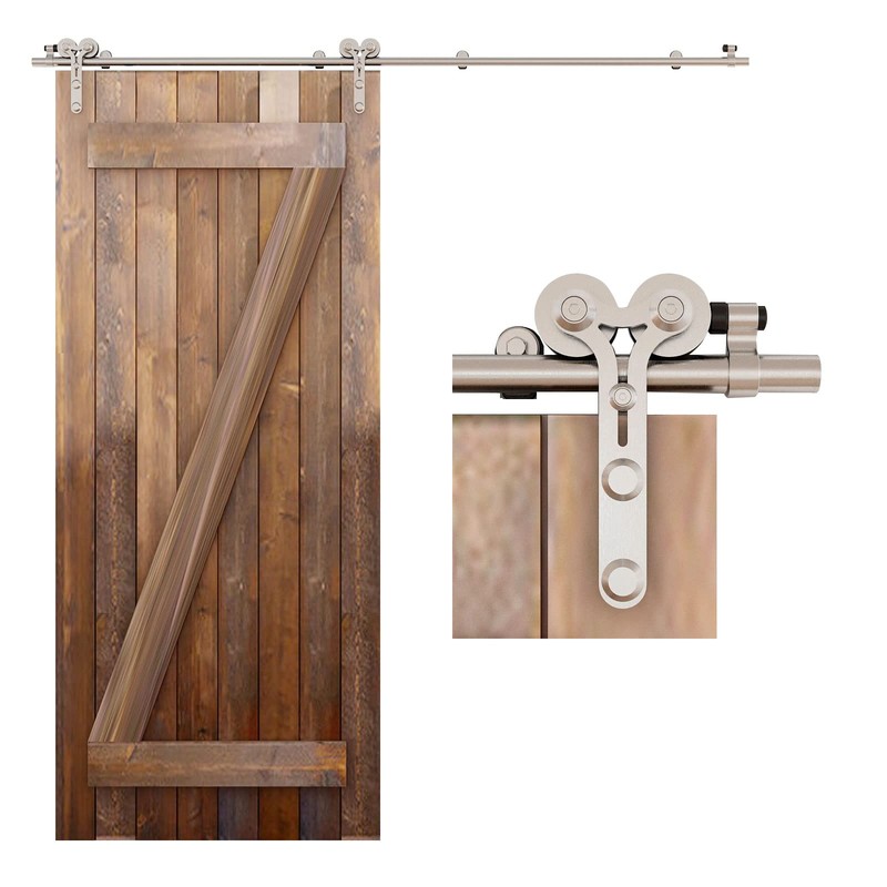 TSMST 5FT Sliding Barn Door Hardware Kit, Stainless Steel Heavy