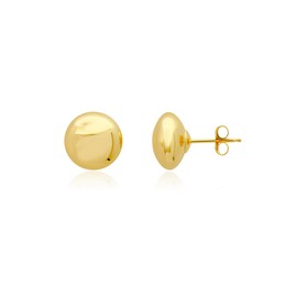 MAX + STONE Yellow Small 14k Real Gold Ball Earrings for Women Men | 5MM Real Gold Post, Half Button Stud