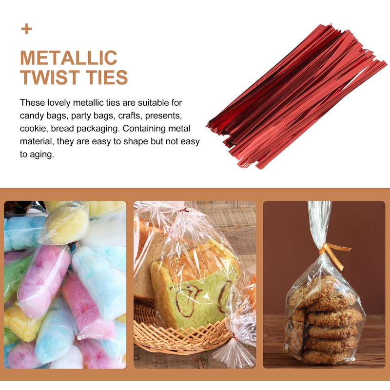 BESTOYARD Wrapping Tie, Wire Tie, Vinyl Tie, Metallic, Solid, Candy,