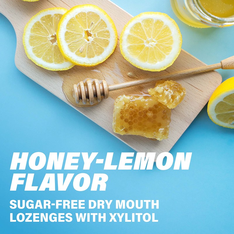 ACT Dry Mouth Lozenges With Xylitol, Sugar Free Honey-Lemon, 18