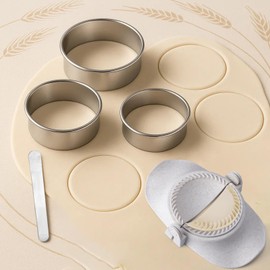 Dumpling Maker & Empanadas Maker Set - 3 Größen Ravioli Former + Dough Cutter + Edelstahl Fülllöffel - Lebensmittelecht - Wonton, Potsticker, Pierogi & Gyoza Maker - Klein 7 cm, Mittel 8 cm, Groß 11cm