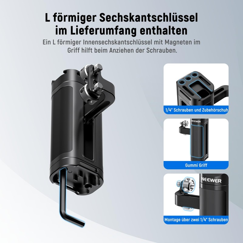 NEEWER Side Grip Compatible with SmallRig Neewer Camera Cage, Lightweight