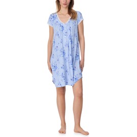Eileen West Womens Short Cap Sleeve Sleepshirt, Blue Ground Rose