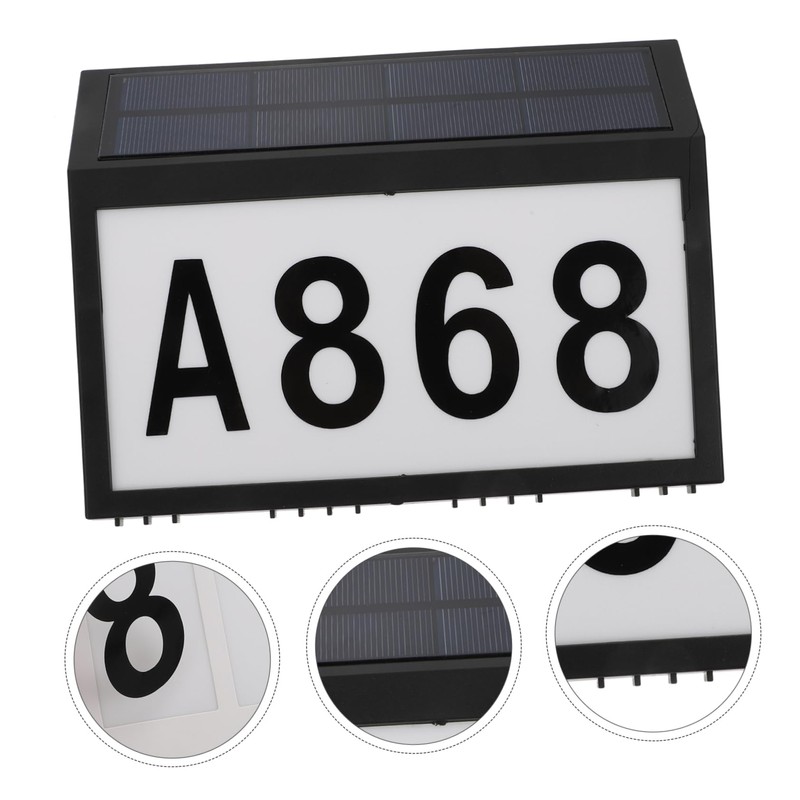 SHINEOFI 1pc Solar Address Sign Wall Mounted Number Lamp Outdoor