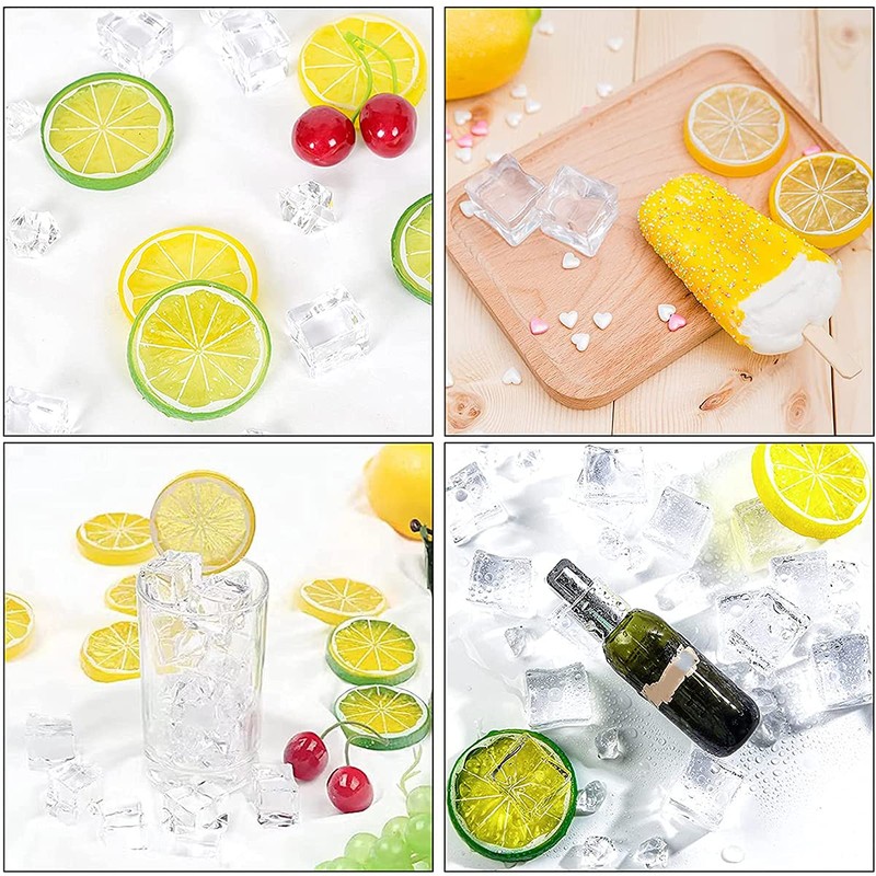 Acrylic Ice Cubes, 30 PCS Clear Fake Ice Cubes for