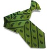 Men's 100% Silk Green & Black Paisley Stripe Clip On