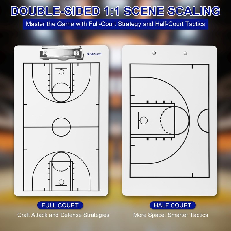 Basketball Clipboard for Coaches, Premium Durable Dry Erase Basketball White