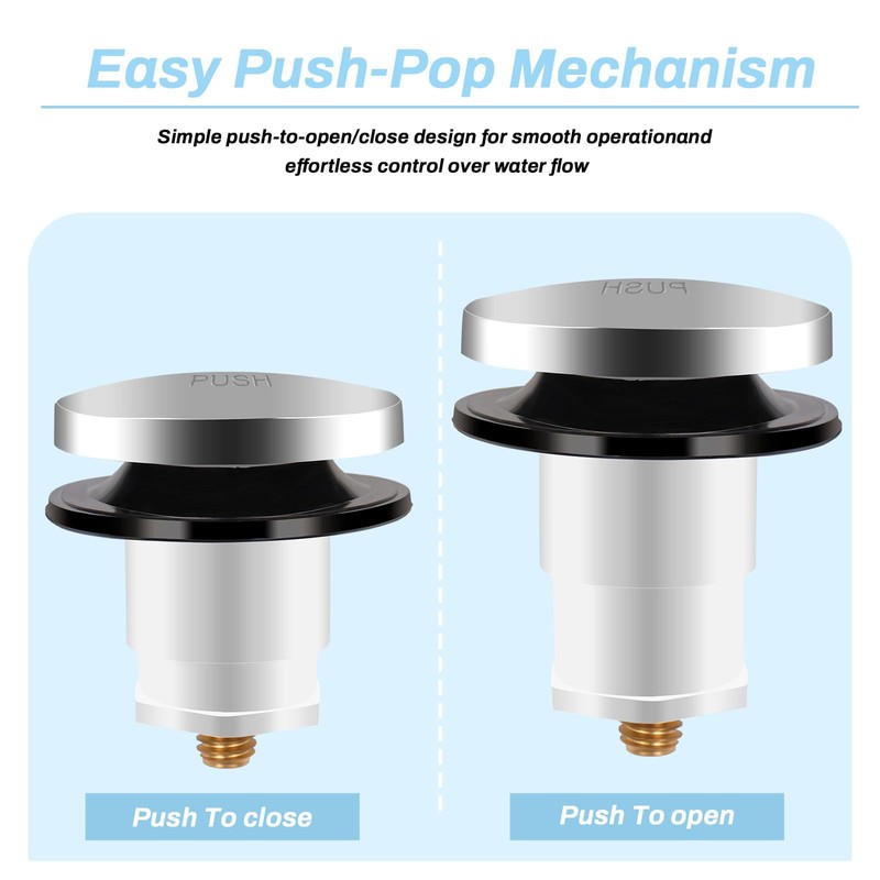 1068204 Pop Up Bathtub Drain Stopper, with 3/8'' Thread Studs