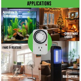 Generic 120V Mechanical Timer with Single Outlet for Aquarium, Grow Light, Hydroponics, Indoor Lighting, Home Appliances, White, TM-M1/120