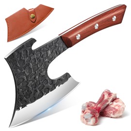 Purple Dragon Bone Cutting Knife Meat Cleaver Knife Heavy Duty Bone Chopper, Hand Forged Butcher Axe for Kitchen Cooking Outdoor BBQ, Gift for Men