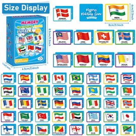 gisgfim 50 Pairs Memory Matching Game Flags of The World Concentration Memory Matching Games for Kids and Adults Learning Educational A Fun & Fast Countries of The World Olympic Memory Matching Games