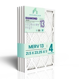 Accumulair Diamond 21.5x23.25x1 MERV 13 HVAC Air Filter (4-Pack) | Replacement Air Filter for AC and Furnace | Made in USA | Actual Size 21.5 x 23.25 x 0.75