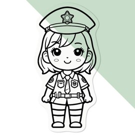 Medium 100mm 'Cute Police Constable' Transparent/Clear Sticker Decal for Windows/Cars/Walls (DC00136445)