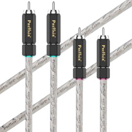Preffair 2PCS/1 Pair Stereo OFC Silver Plated Conductor Copper Shielded RCA Cable RCA Male to RCA Male Plugs Signal Wires Audio Interconnect Cable (6.6FT/2M, Silver Plated)