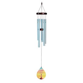 Dicksons Lighthouse John 12:46, Teal 34.75 x 4.6 Inch Aluminum/Wood Noisemaker Windchime