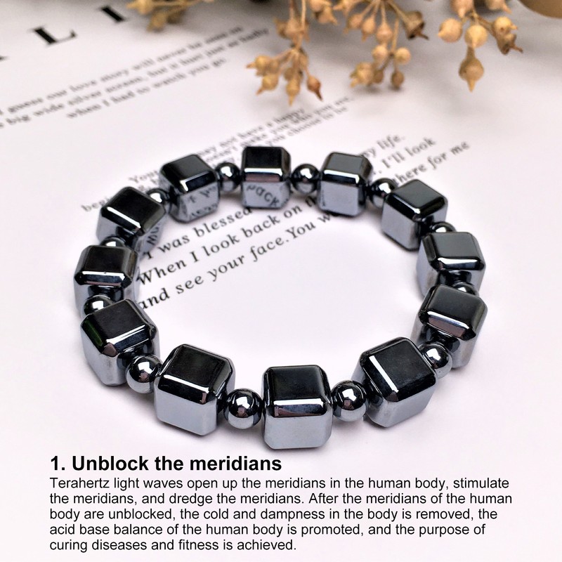 0.4in Terahertz Bracelet Rectangle Beads Good Thermal Conductivity Natural Terahertz