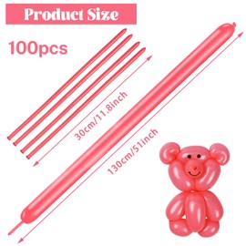 260 Long Balloons 100 Pack Pastel Red Twisting Animal Balloons Thickening Latex Modeling Long Magic Balloons for Animal Model Weddings Birthdays Festival Party Decorations