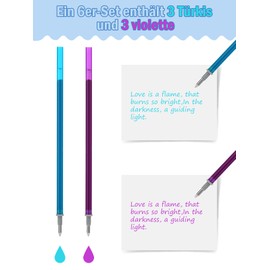 Donluhu Donluhu Ersatzminen für Legami Stifte [3 Türkis,3 Violette, 6er Pack], Minen für legami radierbare stifte, Refill für Legami Bee, Gelschreibermine Radierbar for Legami Milano