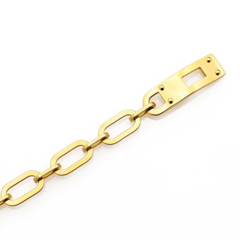 FOMCORT 18K Gold Plated Turn Lock Necklace，Classical Fashion Stainless Steel