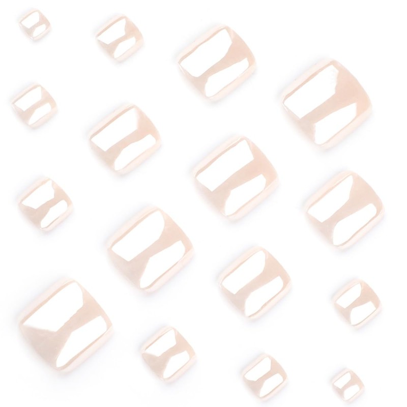 Chrome Press on Toenails‌ Short Square Fake Toe Nails with