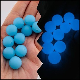 M8-Glow 15mm Silicone Beads by Color 10pk (Packs will be mixed together):_7-Blue (BlueGlow)