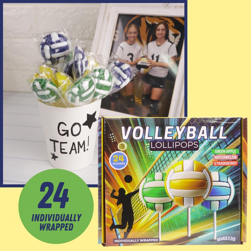 Volleyball Lollipops, Individually Wrapped Candy for End of Year Team