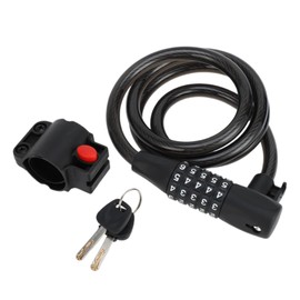 Hihaha Bicycle Lock / Extended Bicycle Shackle Lock Cable Lock Spiral Lock for Cycling/Robust Resettable 5-Digit Bicycle Lock Made of Steel PVC 122 cm / 1 Piece Black