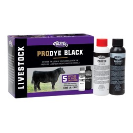 Weaver Livestock ProDye Deep Black Hair Dye for Show Cattle & Sheep, Uniform Coverage, Gentle Formula, 5 Bottle Animal Fur Color Dye & Activator Kit