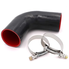 90 Degree Elbow Coupler Silicone Hose 4-Ply 3-inch for Turbo/Intercooler/Intake Piping,Length 120mm Thickness 5mm with T-Bolt Clamp