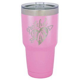 GRATEFUL HEART Light Purple 30 oz Tumbler With Straw and Slide Top Lid | Stainless Steel Travel Mug | Compare To Yeti Rambler